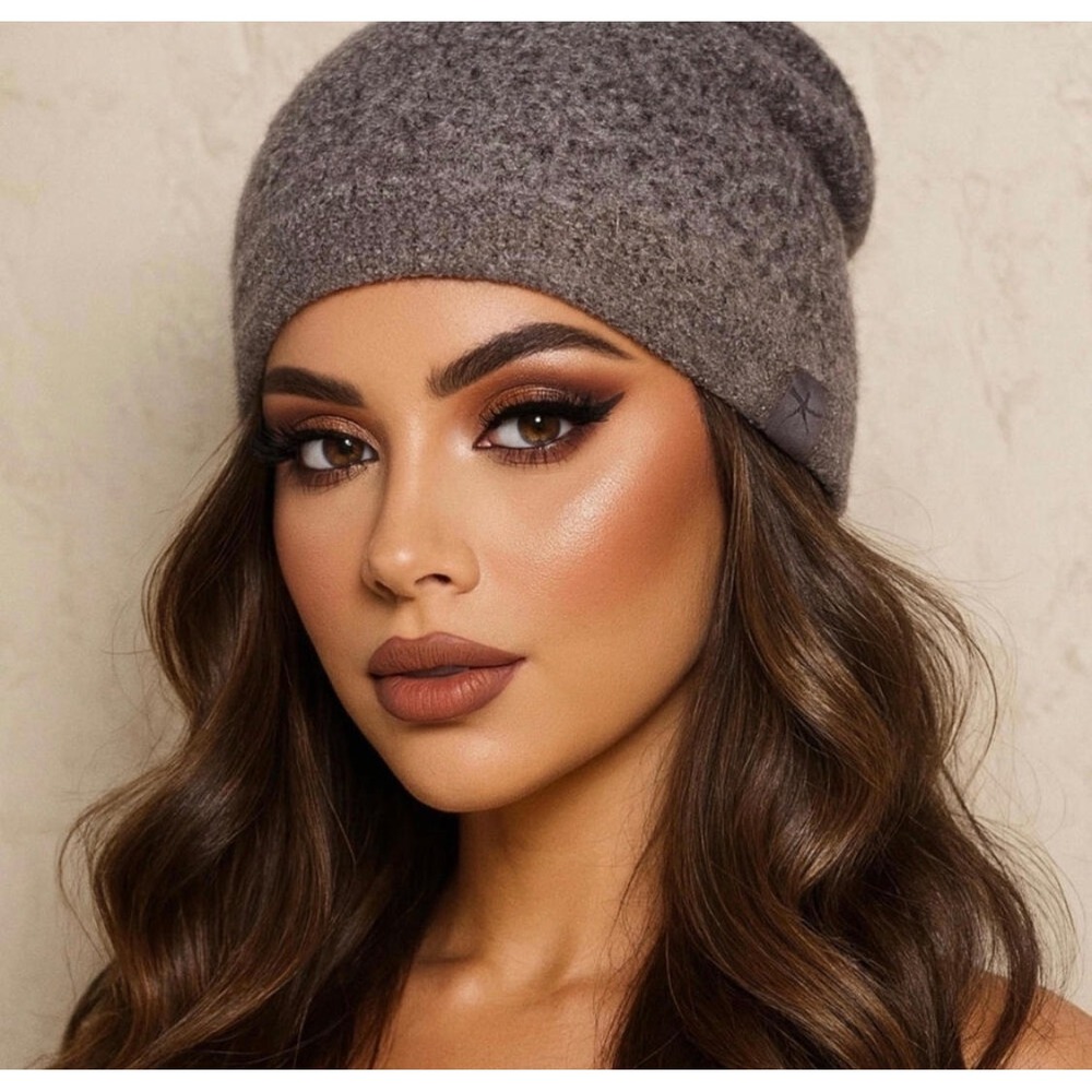 Barefoot Dreams CozyChic Lite Confetti Beanie Hat Storm Gray Dark‎ Brown OS